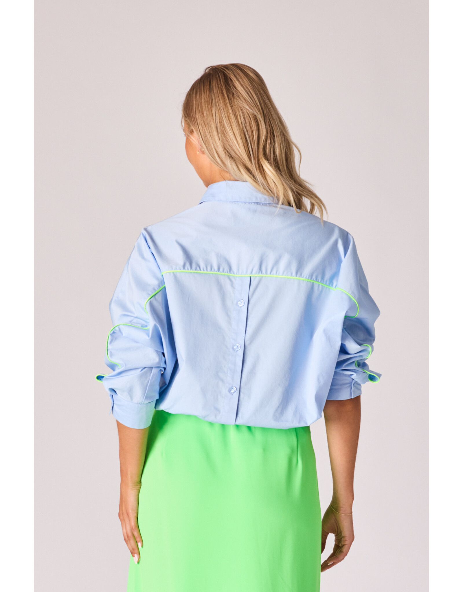LALOTTI LAURE BIS BLOUSE LIGHT BLUE-FLUO GREEN