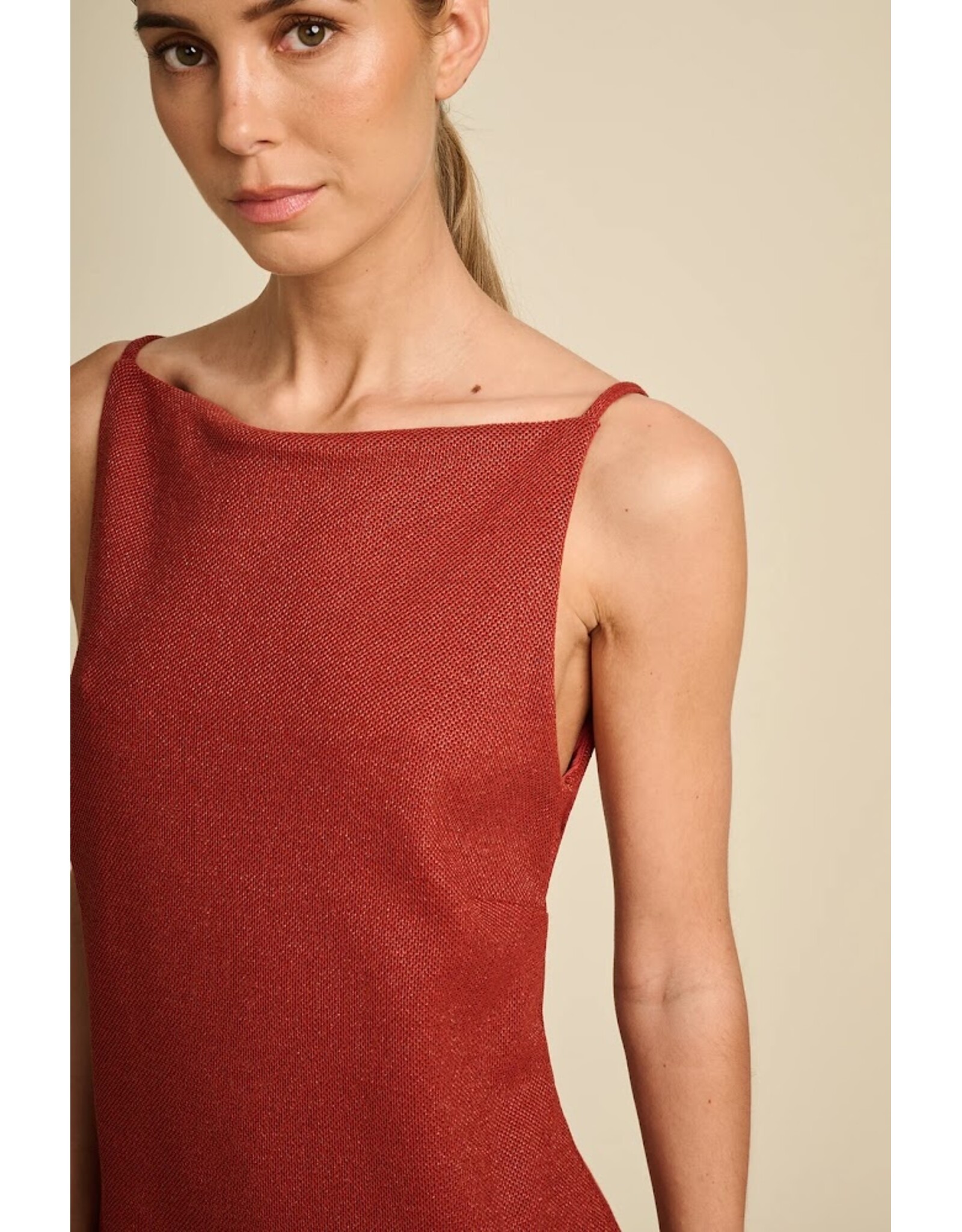 MARCH23 DRESS TRACE TERRACOTTA