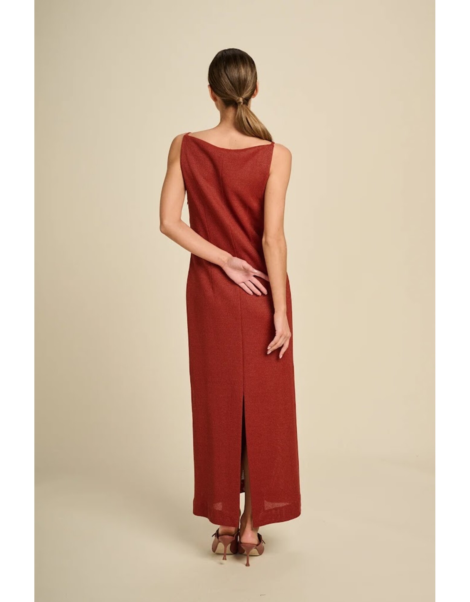 MARCH23 DRESS TRACE TERRACOTTA