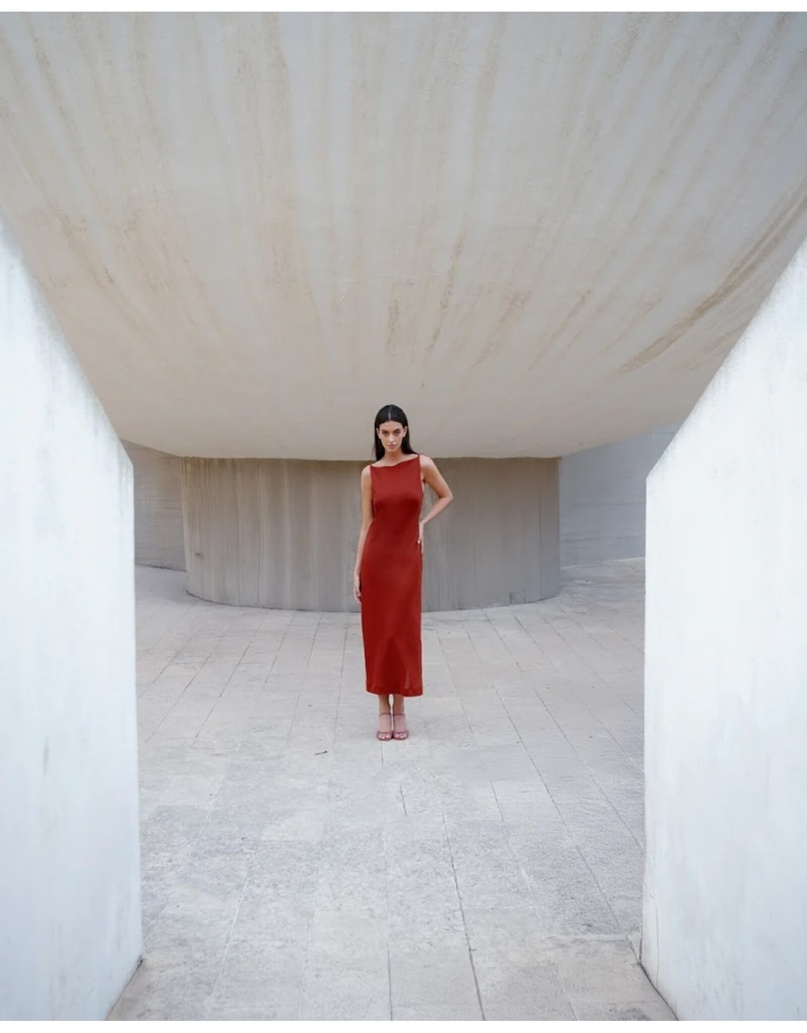 MARCH23 DRESS TRACE TERRACOTTA