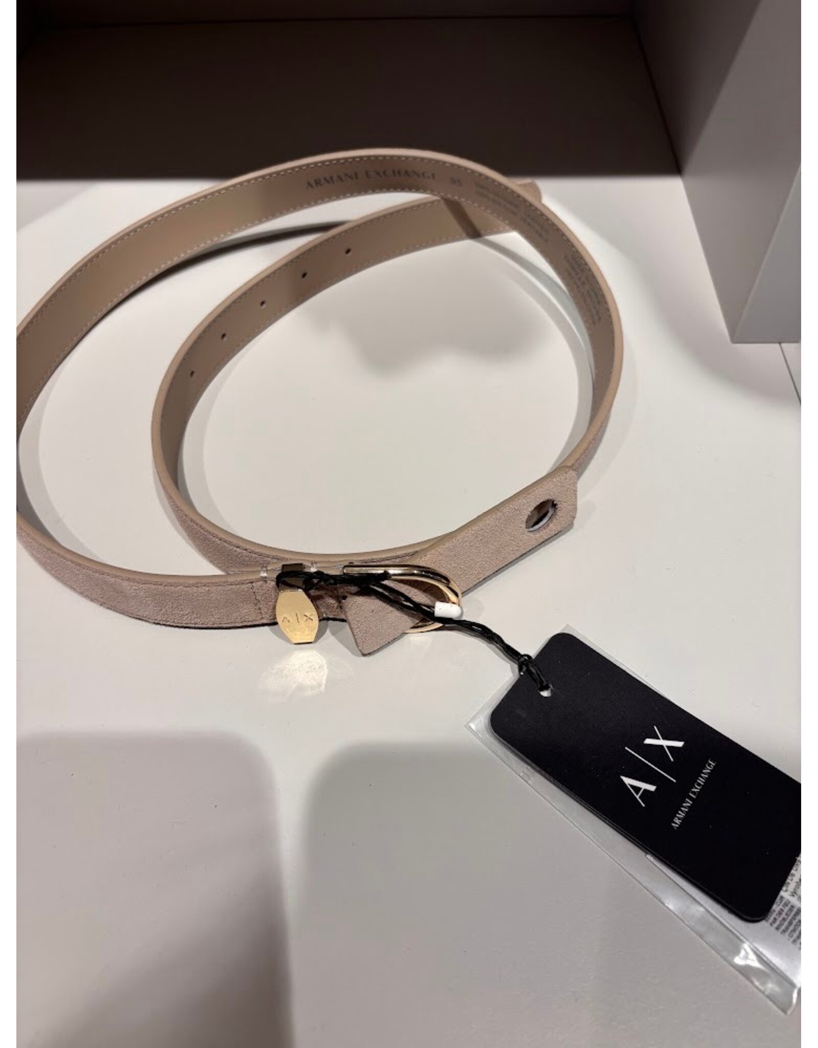 ARMANI EXCHANGE A/X XW002848 WOMAN LEATHER TONGUE BELT SAND