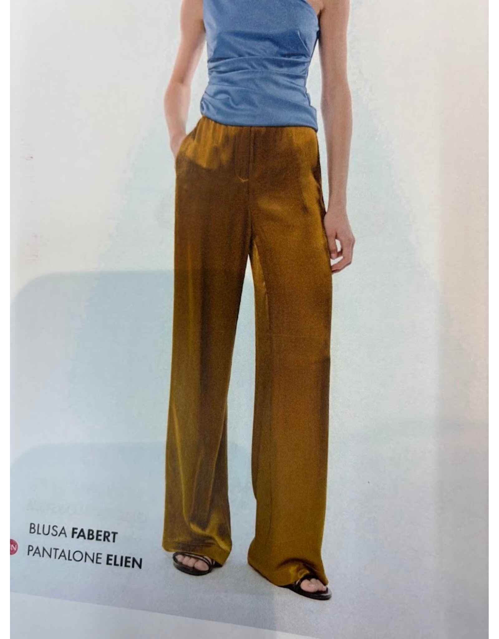 NENETTE 41BB-ELIEN OLIO PANTALONE GAMBA DRITTA RASO