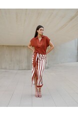 MARCH23 SKIRT LUMINOUS SUNNY STRIPES TERRACOTTA