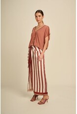 MARCH23 SKIRT LUMINOUS SUNNY STRIPES TERRACOTTA