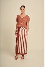MARCH23 SKIRT LUMINOUS SUNNY STRIPES TERRACOTTA
