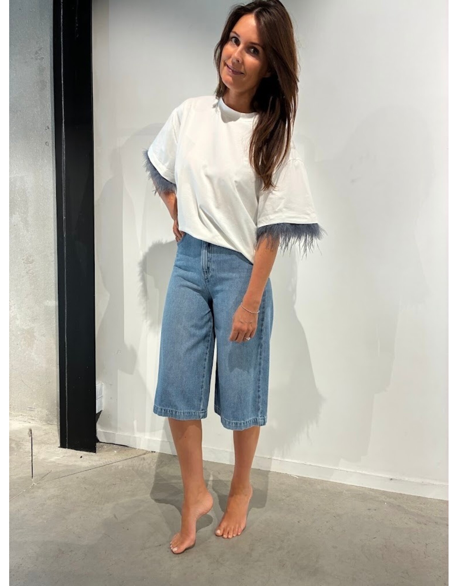 JUST EVE MY T-SHIRT CLARA ECRU +DUST BLUE