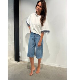 JUST EVE MY T-SHIRT CLARA ECRU +DUST BLUE