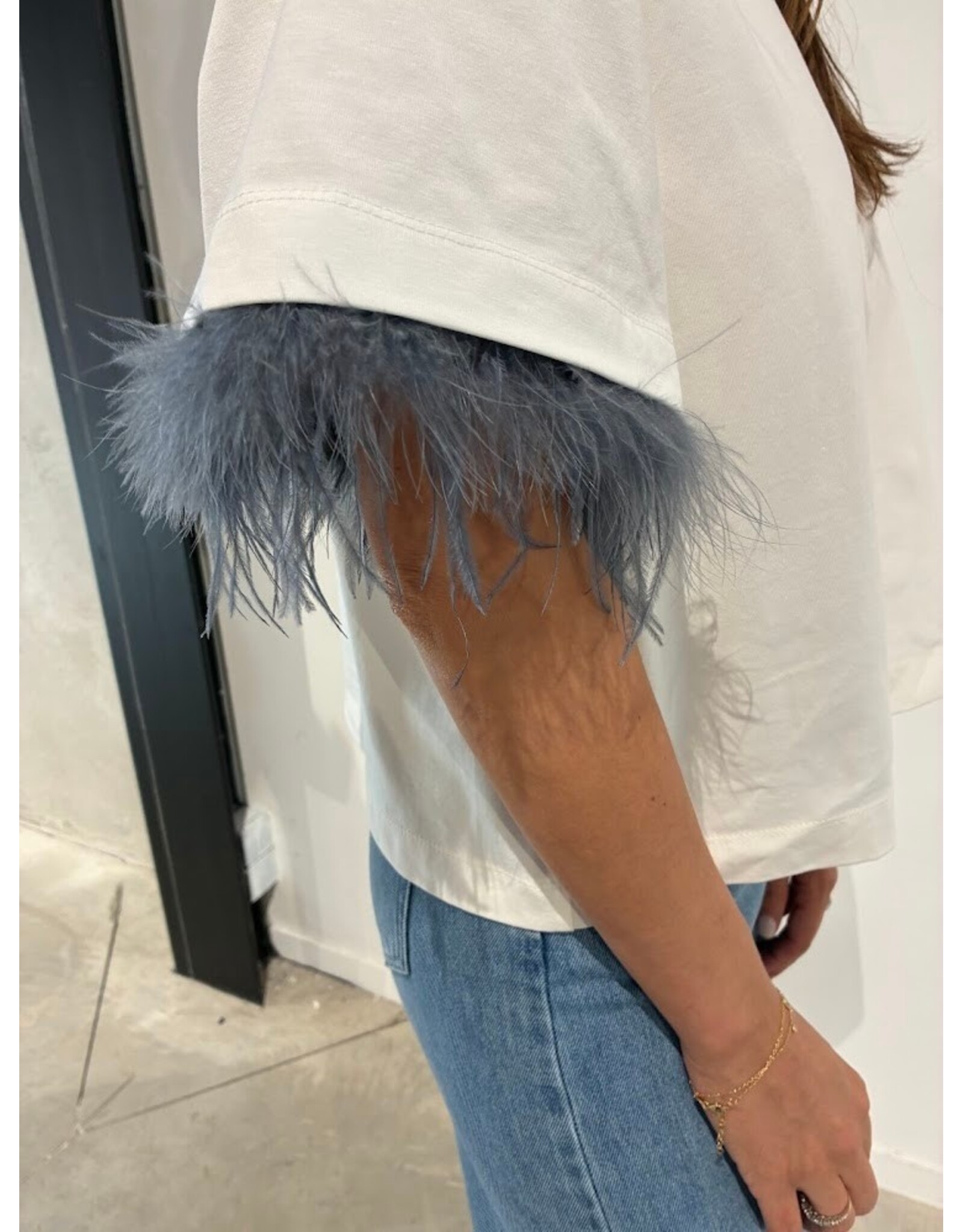 JUST EVE MY T-SHIRT CLARA ECRU +DUST BLUE