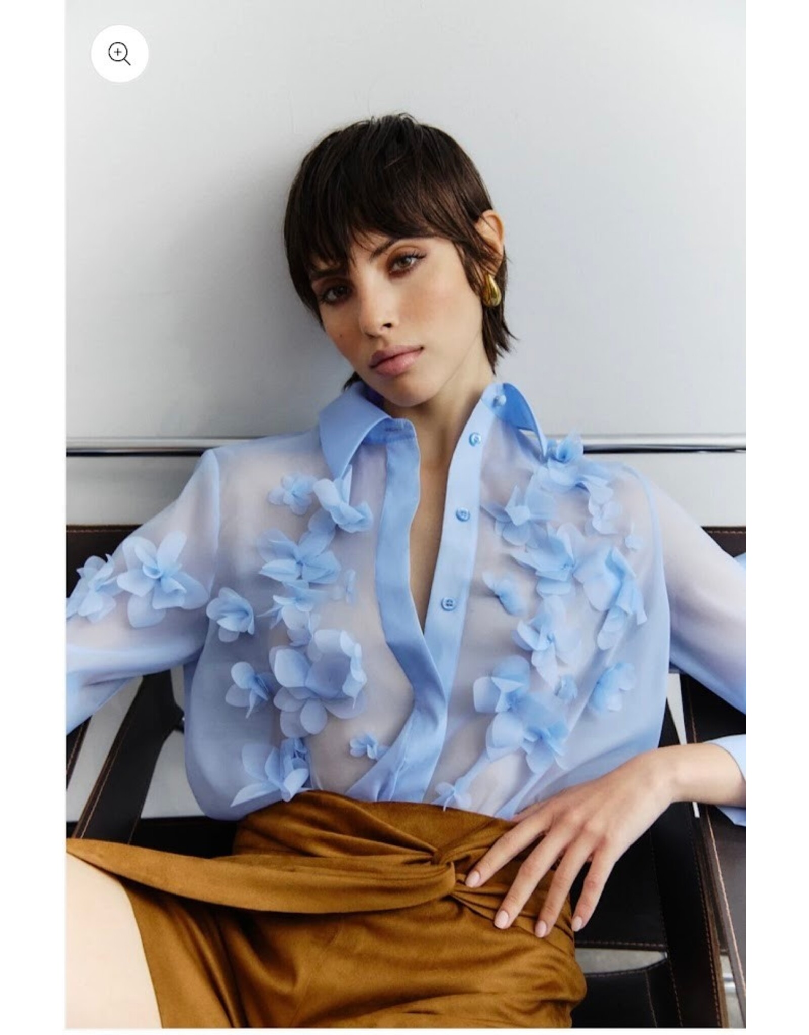 NENETTE 41BB-FROSTY PERVINCA CAMICIA FIORI SURPOSE TESSUTO ORGANZA