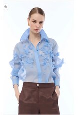 NENETTE 41BB-FROSTY PERVINCA CAMICIA FIORI SURPOSE TESSUTO ORGANZA