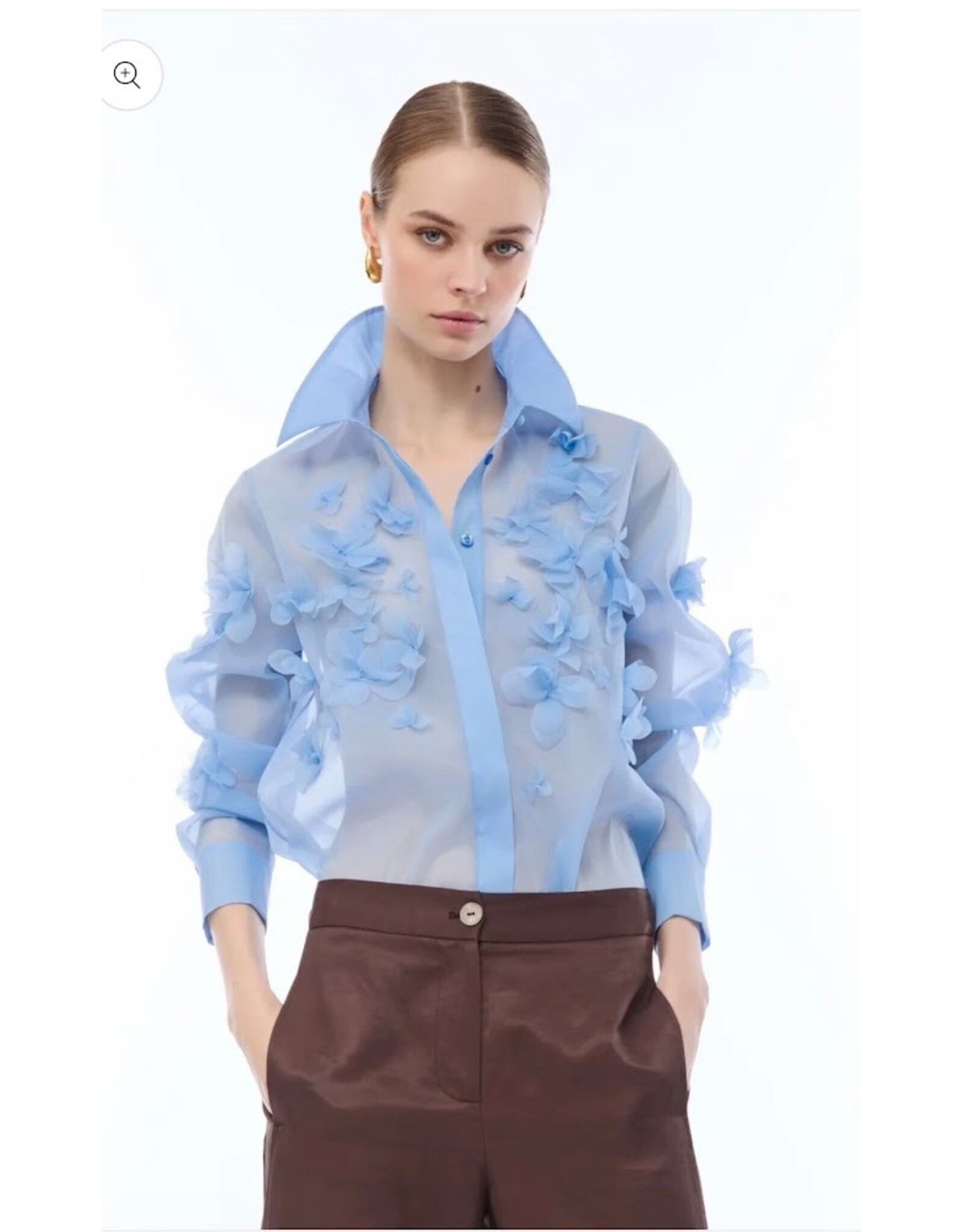 NENETTE 41BB-FROSTY PERVINCA CAMICIA FIORI SURPOSE TESSUTO ORGANZA