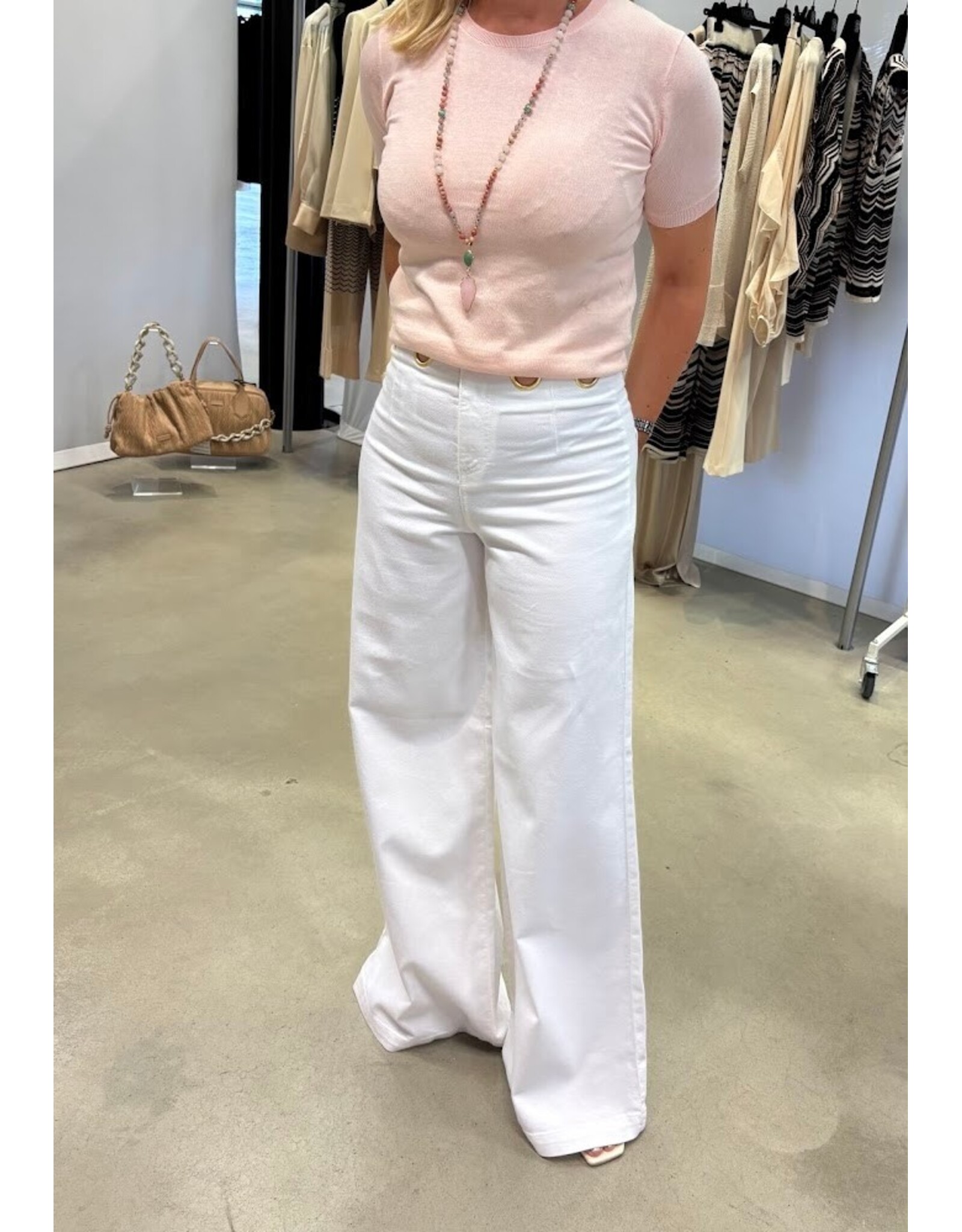 NENETTE 41BB-STAFFER AVORIO PANTALONE GAMBA