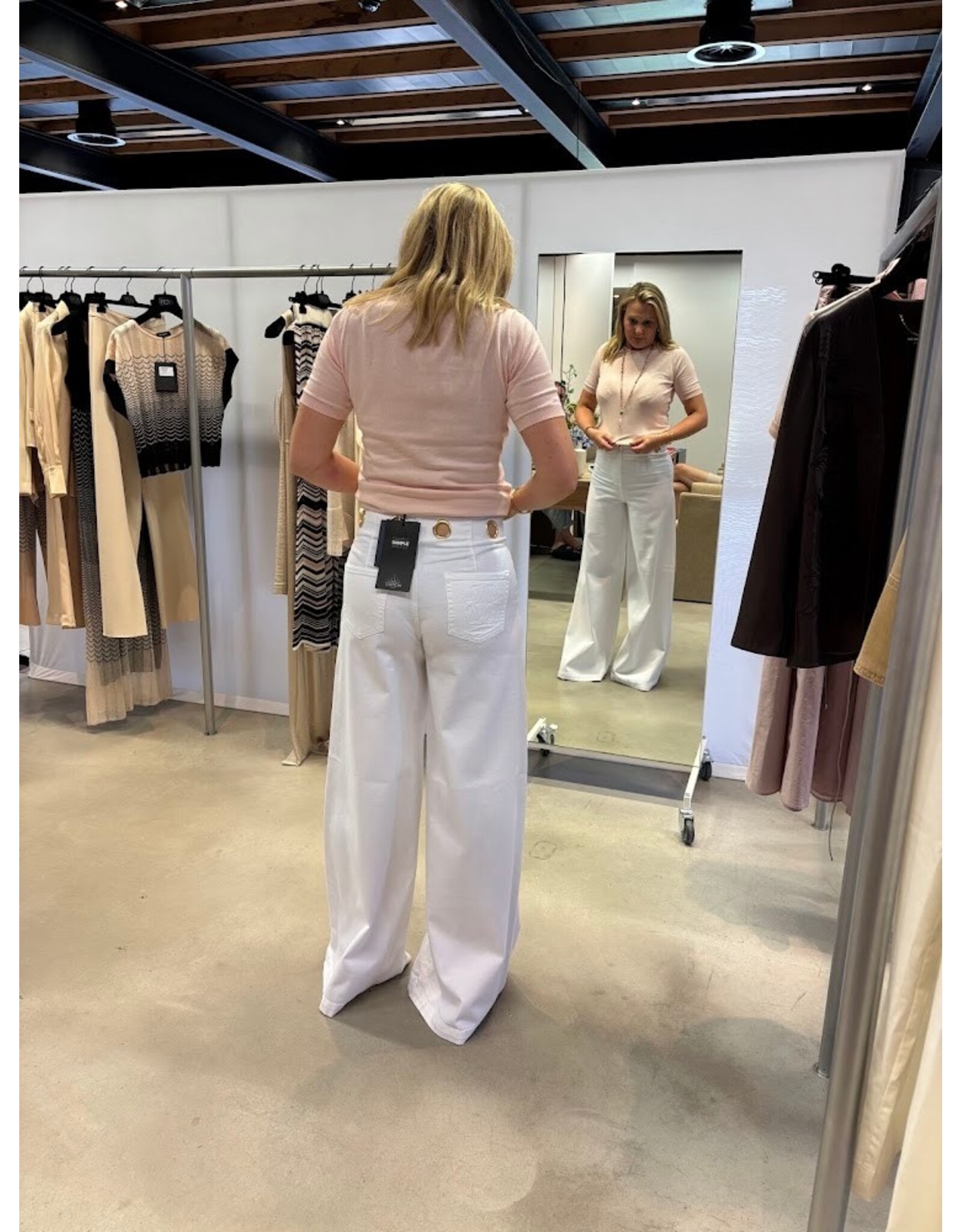 NENETTE 41BB-STAFFER AVORIO PANTALONE GAMBA