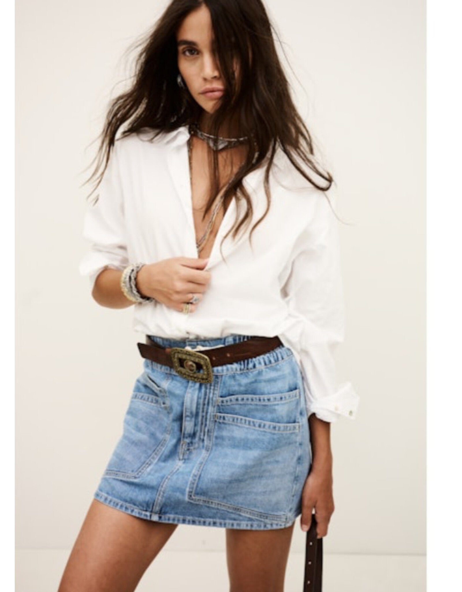 BA&SH JUPE MARTINA LIGHT USED BLUE