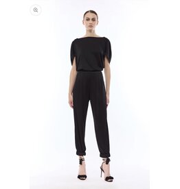 NENETTE 41BB-FELCE NERO BLUSA SCOLLO A BARCA TESSUTO