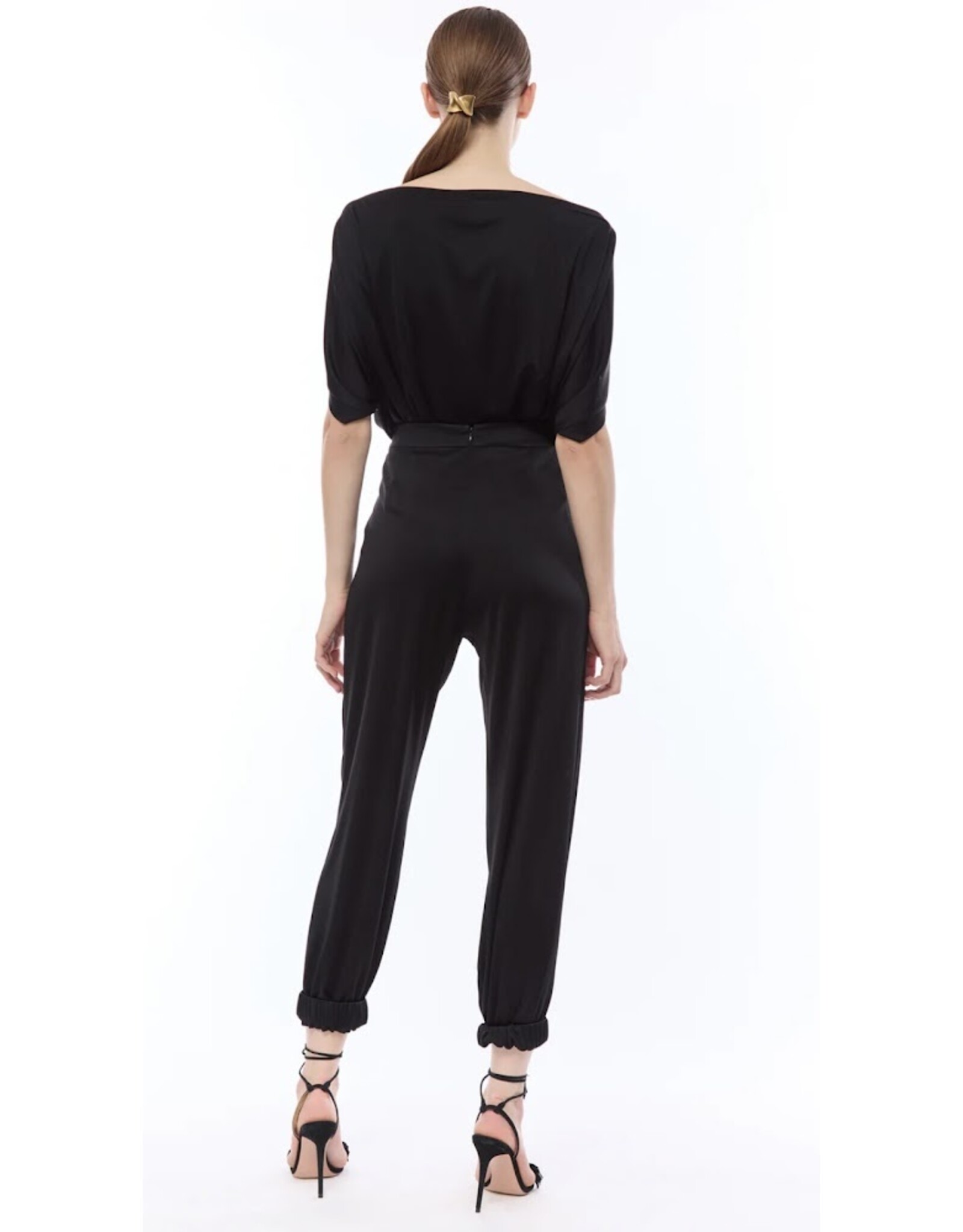 NENETTE 41BB-FELCE NERO BLUSA SCOLLO A BARCA TESSUTO