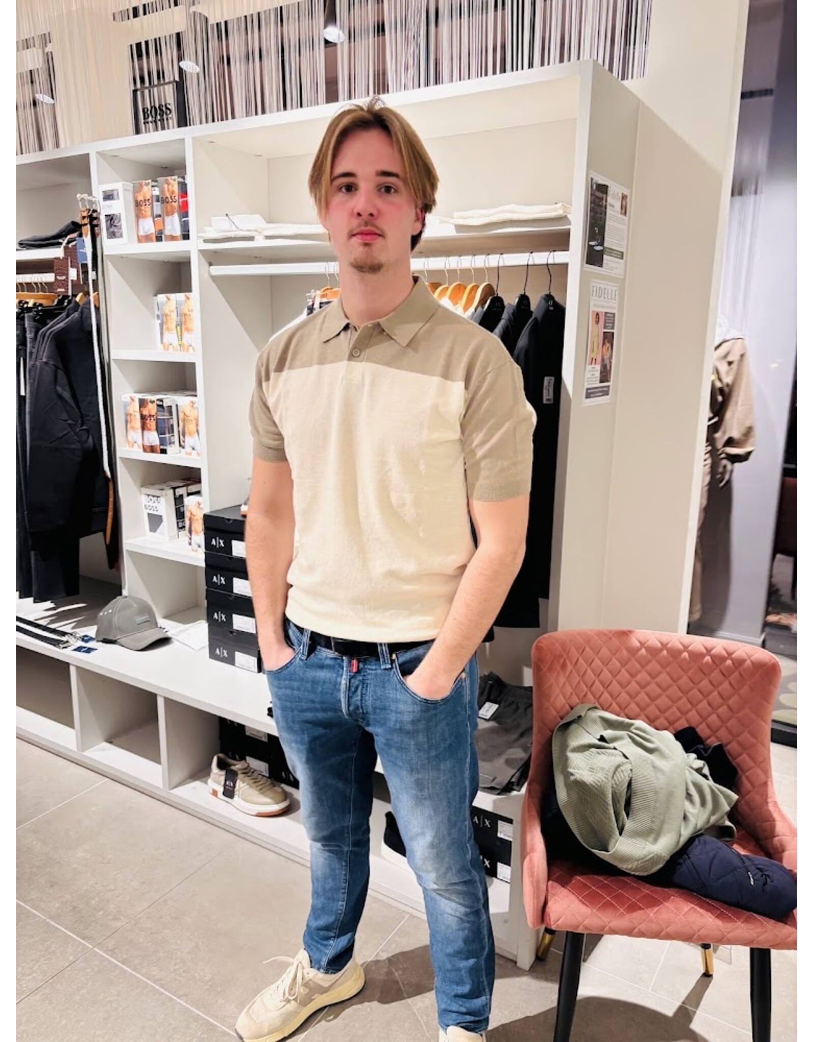 ARMANI EXCHANGE A/X XM002151 MAN KNITTED POLO CREAM -WINTER TWING