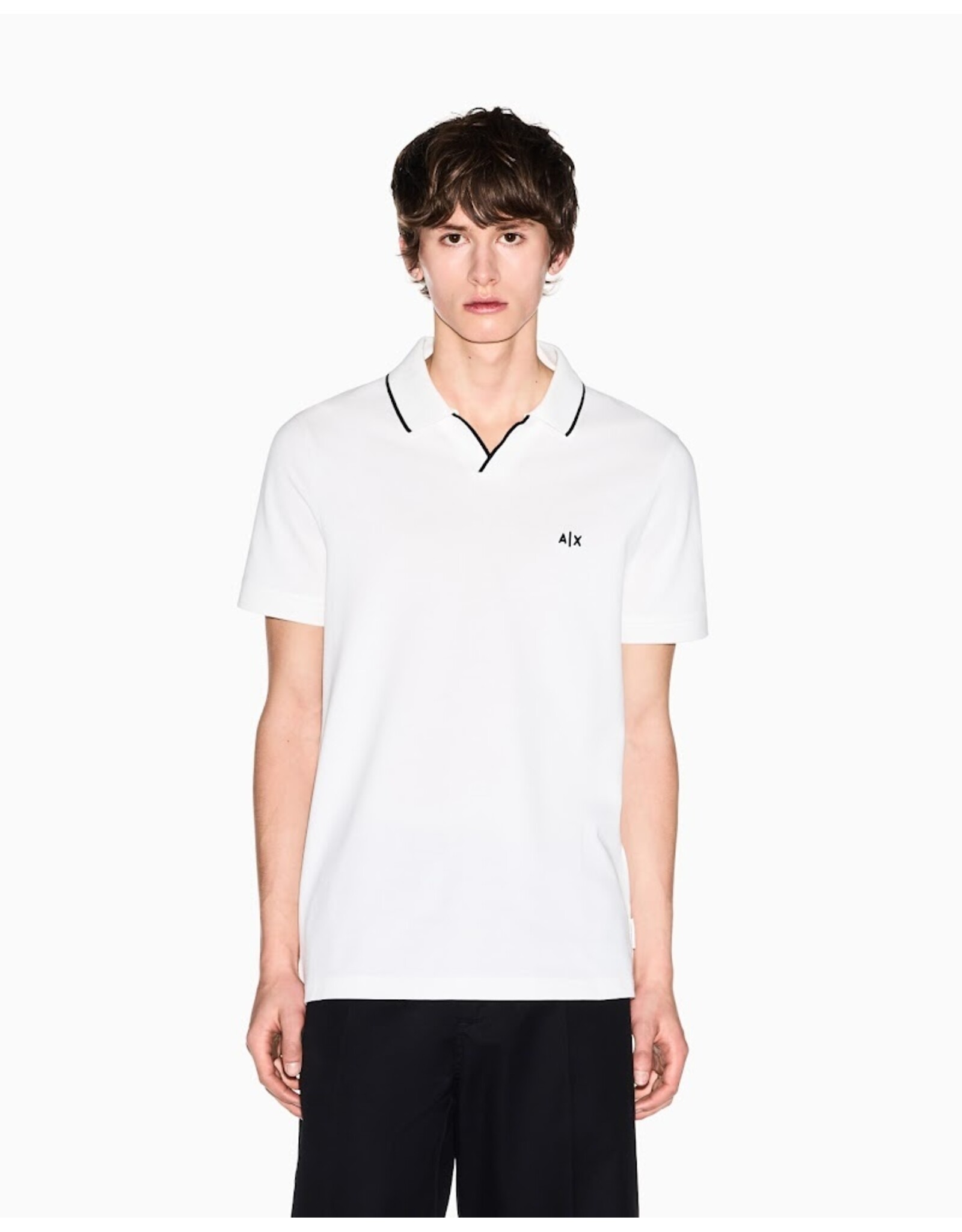 ARMANI EXCHANGE A/X XM002401 MAN JERSEY POLO SHIRT OFF WHITE