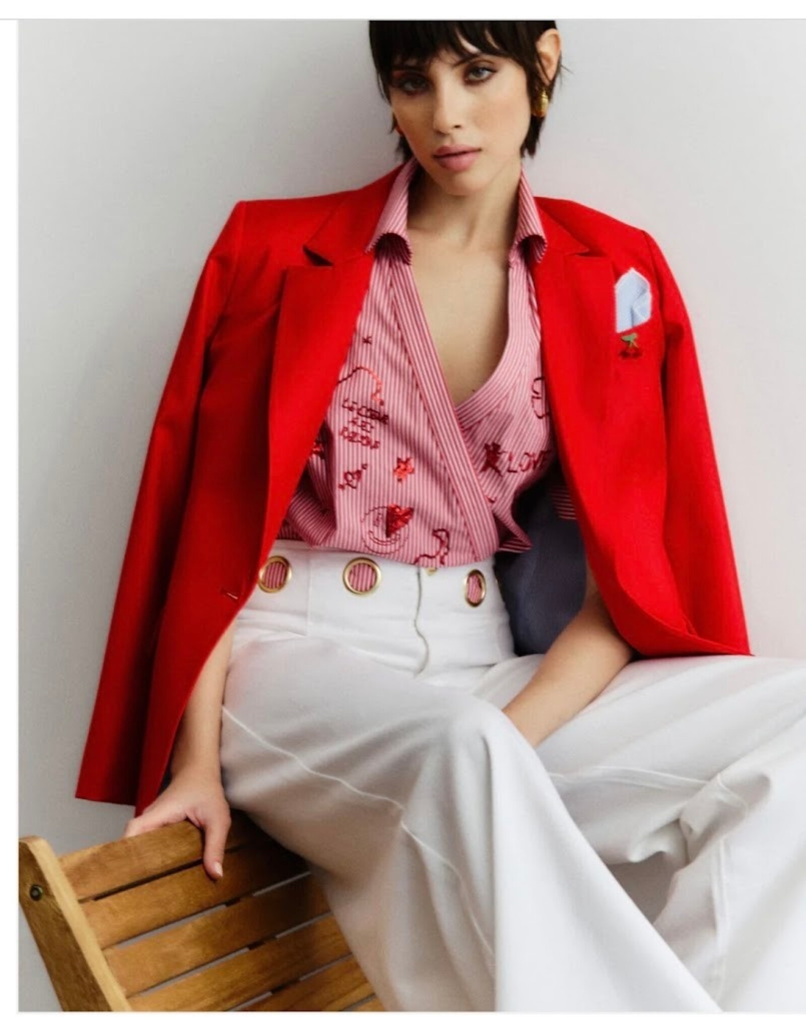 NENETTE 41BB-FOSTER CAMICIA CONFEZIONE MANICA CORTA BIANCO/ROSSO