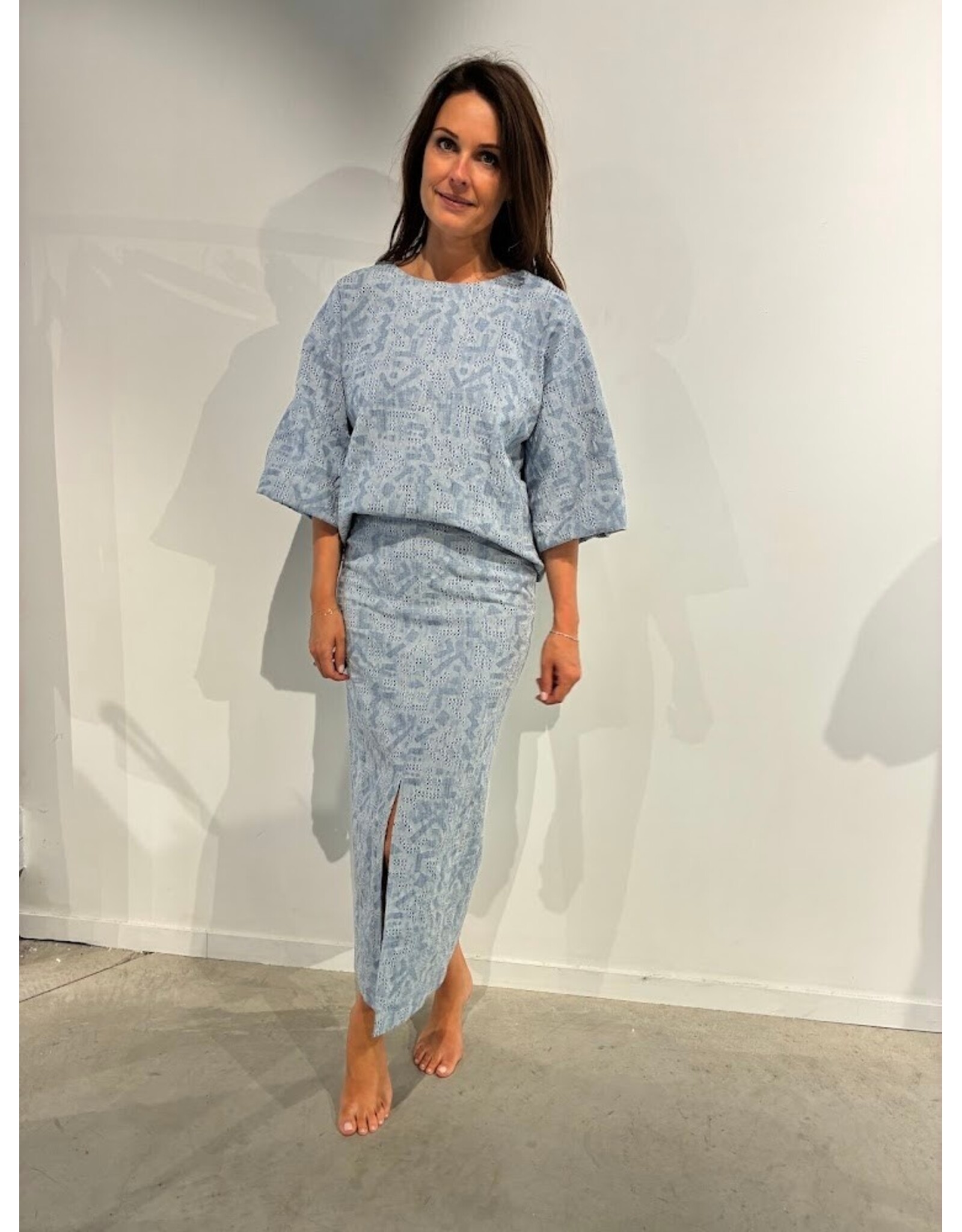 JUST EVE BLOUSE RAQUEL BLUE MIST