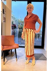 MARCH23 SKIRT LUMINOUS SUNNY STRIPES TERRACOTTA