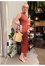 MARCH23 DRESS TRACE TERRACOTTA