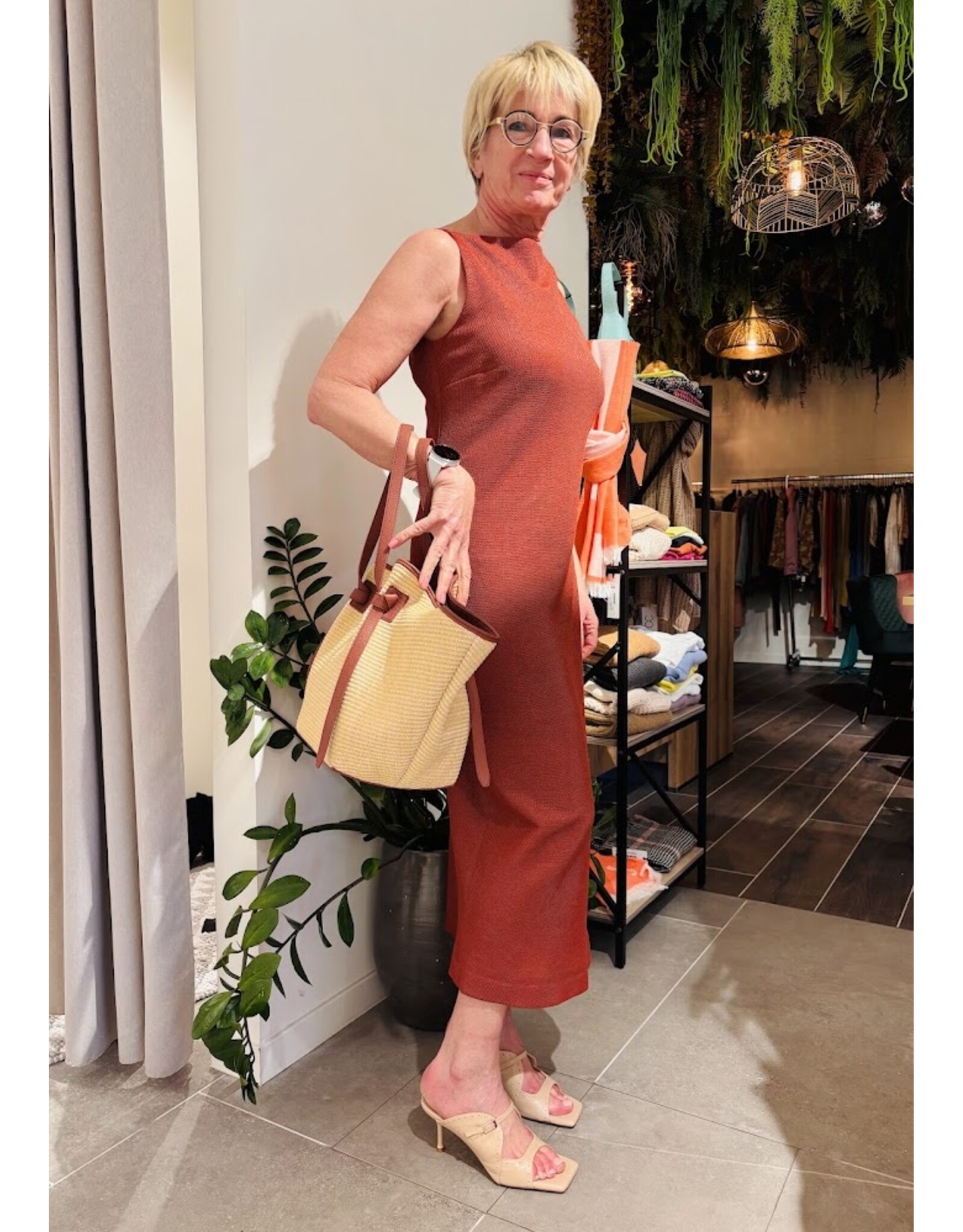 MARCH23 DRESS TRACE TERRACOTTA