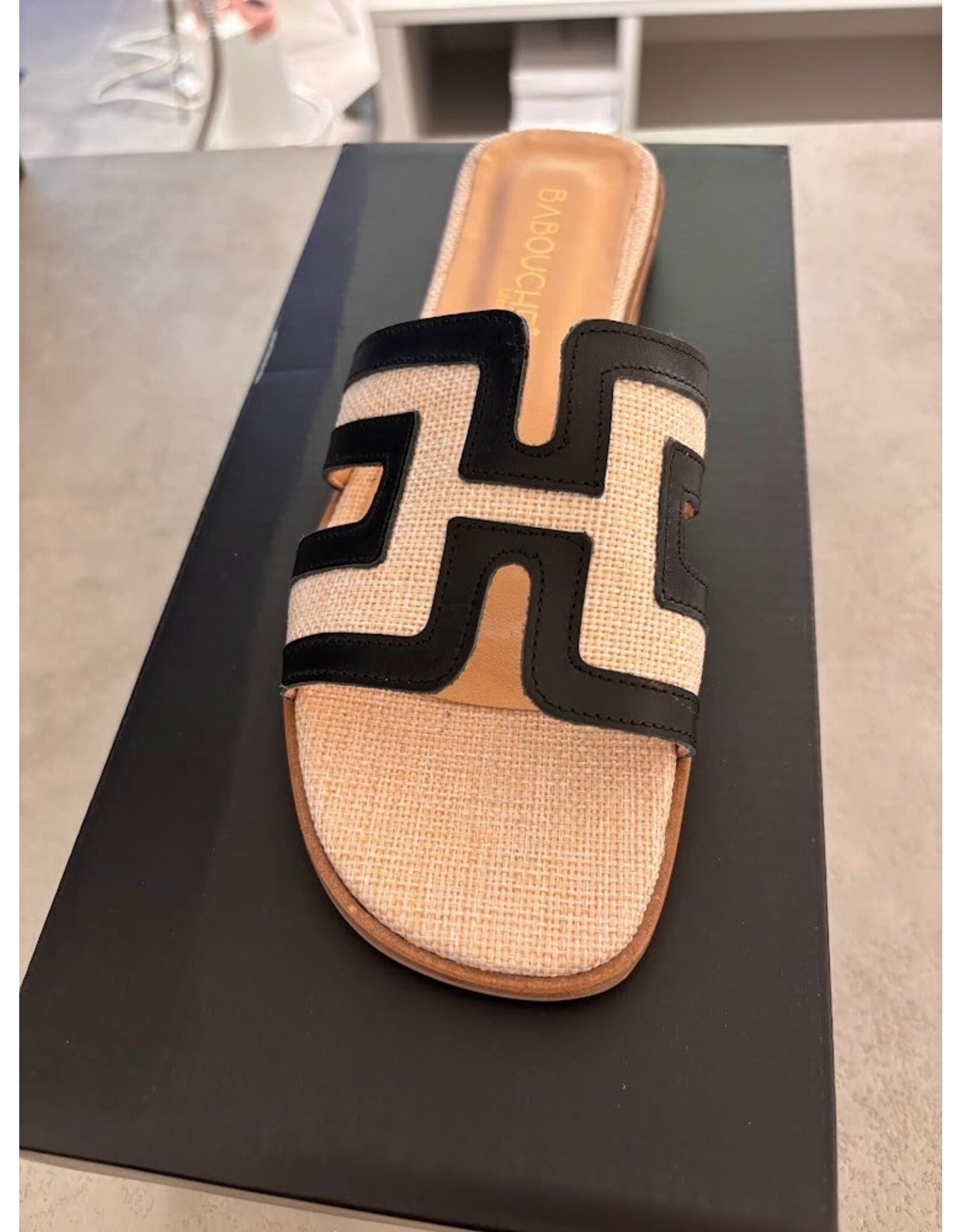 Babouche ELLY BLACK BEIGE