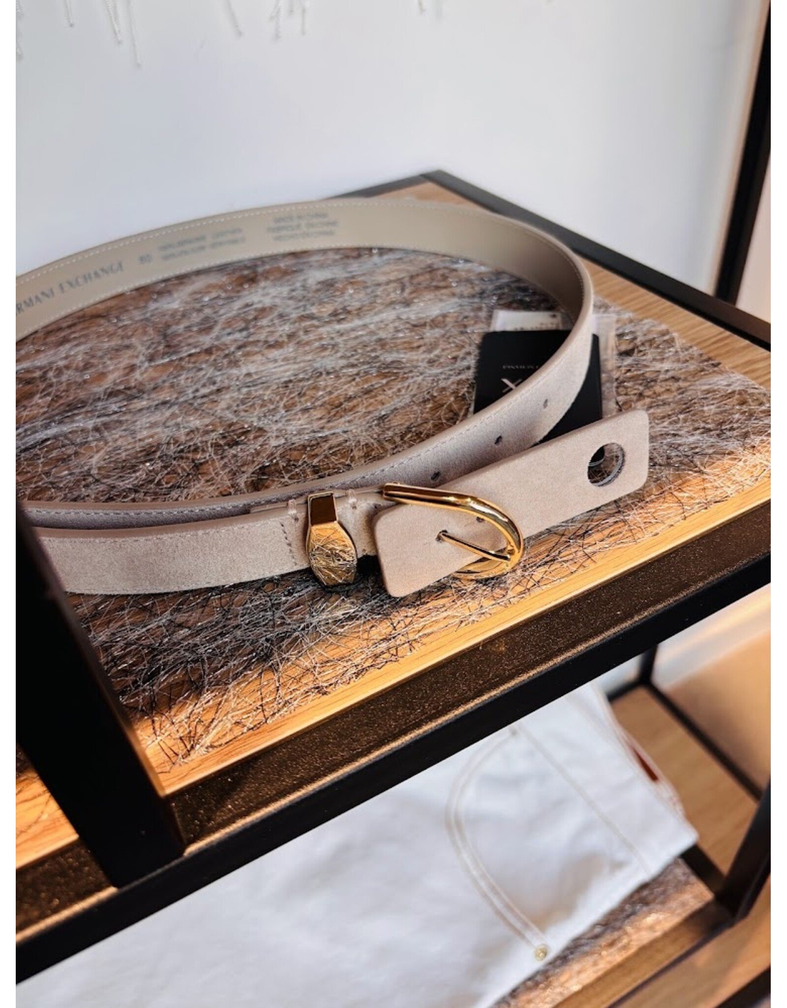 ARMANI EXCHANGE A/X XW002848 WOMAN LEATHER TONGUE BELT SAND