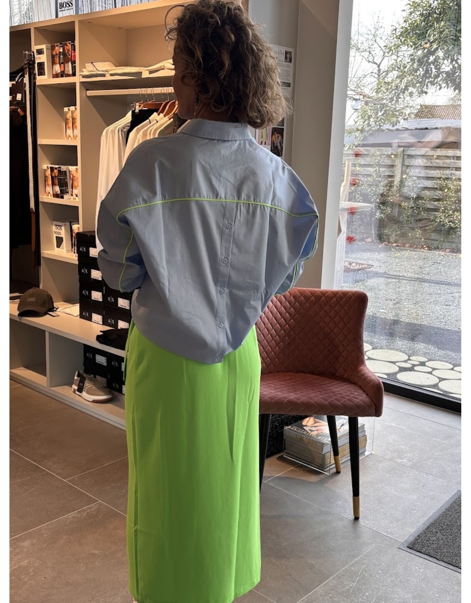 LALOTTI LAURE BIS BLOUSE LIGHT BLUE-FLUO GREEN