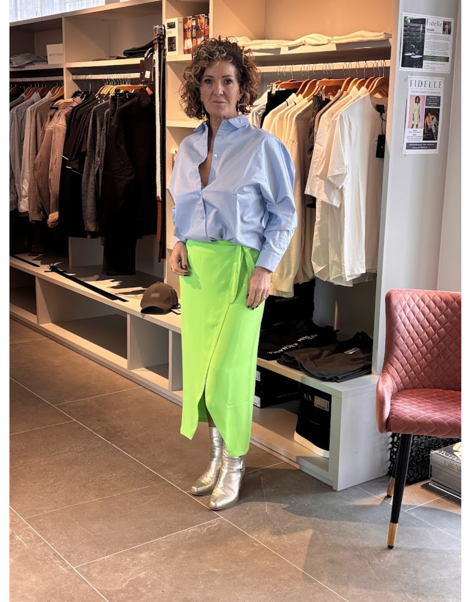 LALOTTI LAURE BIS BLOUSE LIGHT BLUE-FLUO GREEN