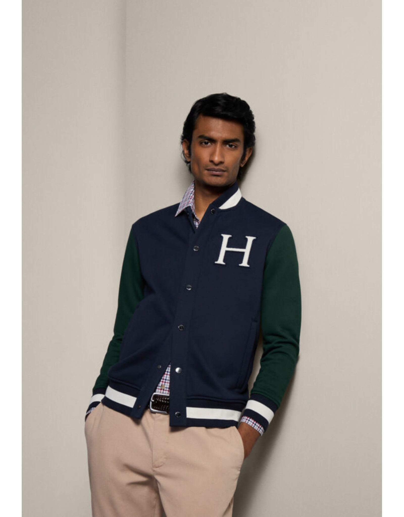 Hackett HM581281 HERITAGE VARSITY NAVY /GREEN VEST