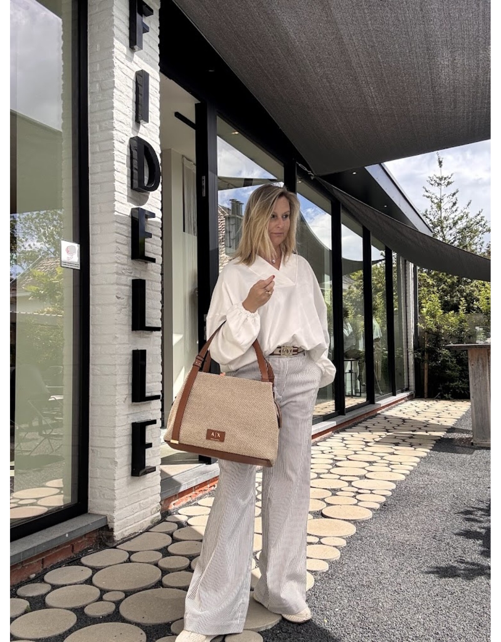 ARMANI EXCHANGE A/X XW002603 WOMAN SHOPPING BAG NATURAL SALINE CLAY