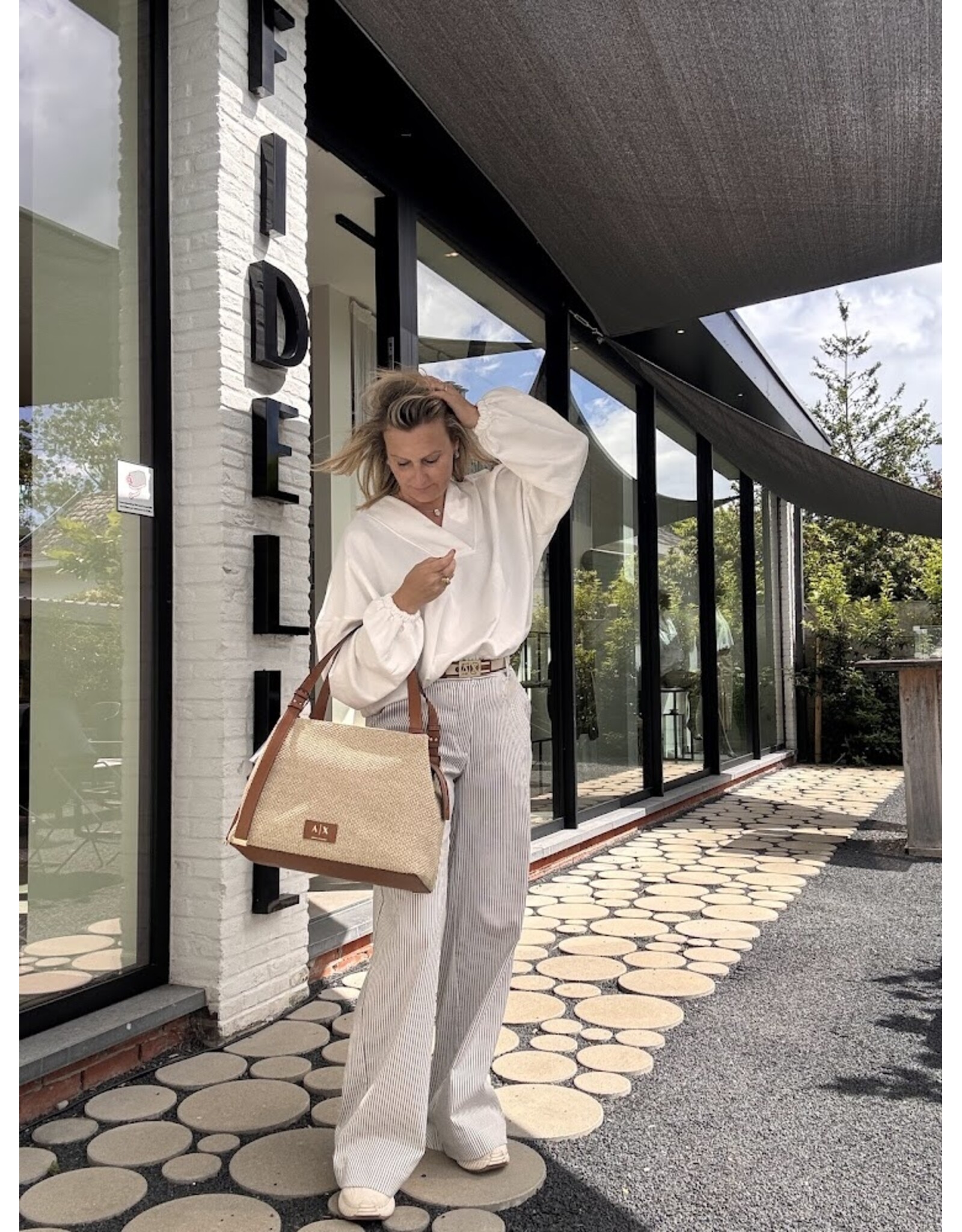 ARMANI EXCHANGE A/X XW002603 WOMAN SHOPPING BAG NATURAL SALINE CLAY
