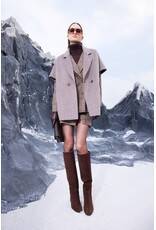 JANICE VINYL SKIRT BIG CHECK BROWN ROK