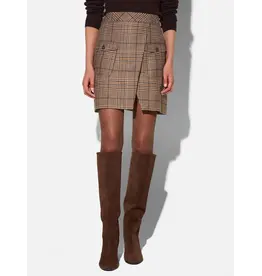 JANICE VINYL SKIRT BIG CHECK BROWN ROK