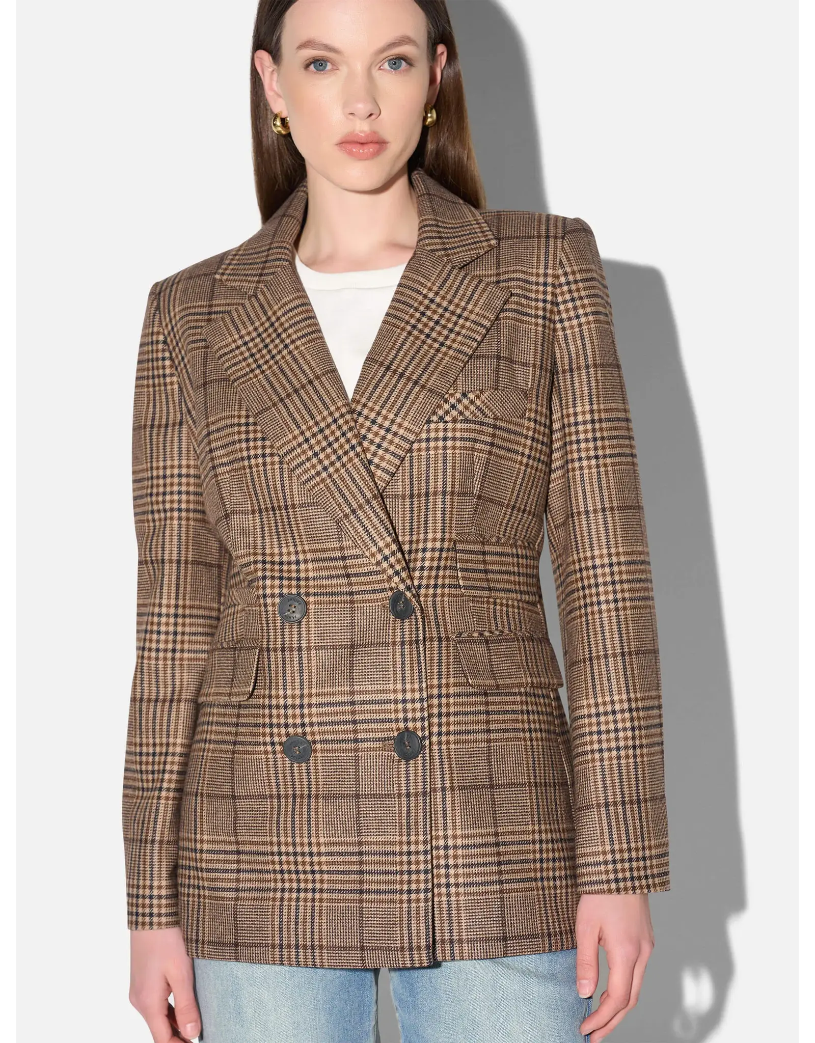 JANICE MARTIN BLAZER BIG CHECK BROWN
