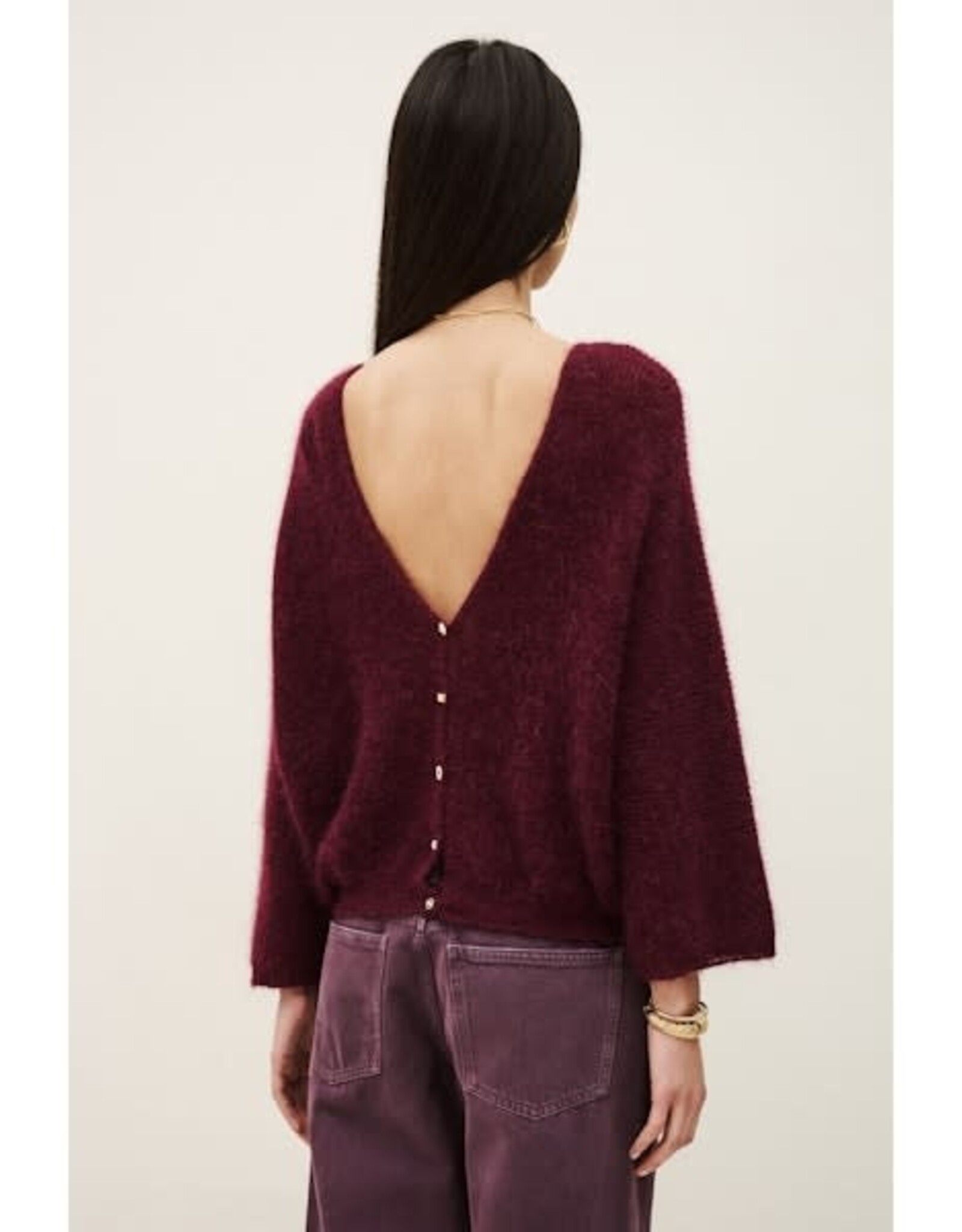 BA&SH CARDIGAN ISAAC BORDEAUX