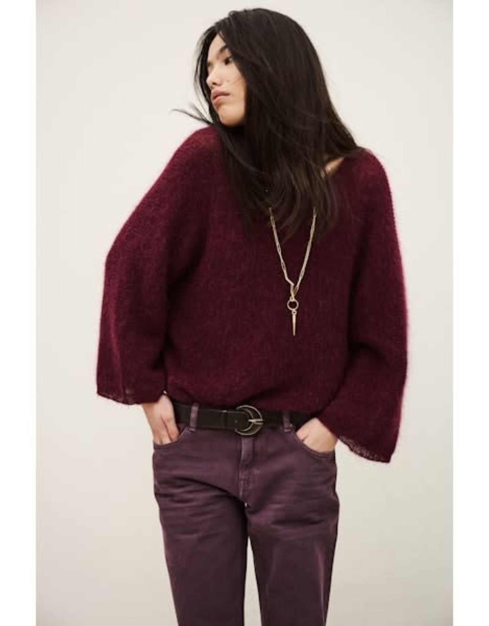 BA&SH CARDIGAN ISAAC BORDEAUX
