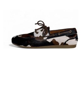 Babouche LESSY COW WHITE BROWN BLACK