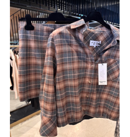 JUST EVE BLOUSE ALIA BRUSHED CHECK GREY MELANGE/TAUPE
