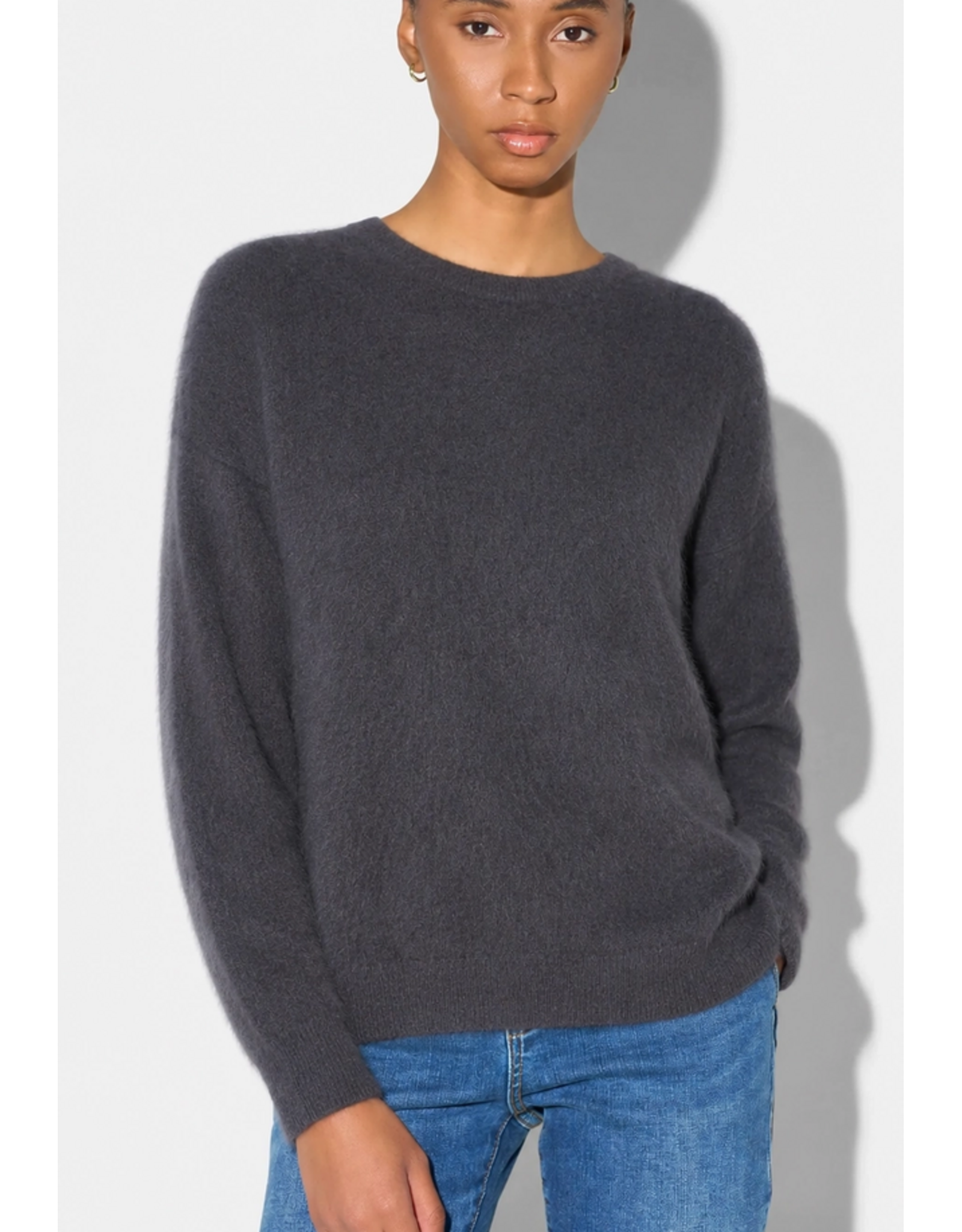 JANICE EON GREY DAMES TRUI RONDE HALS GEBRUSHED MERINO WOL