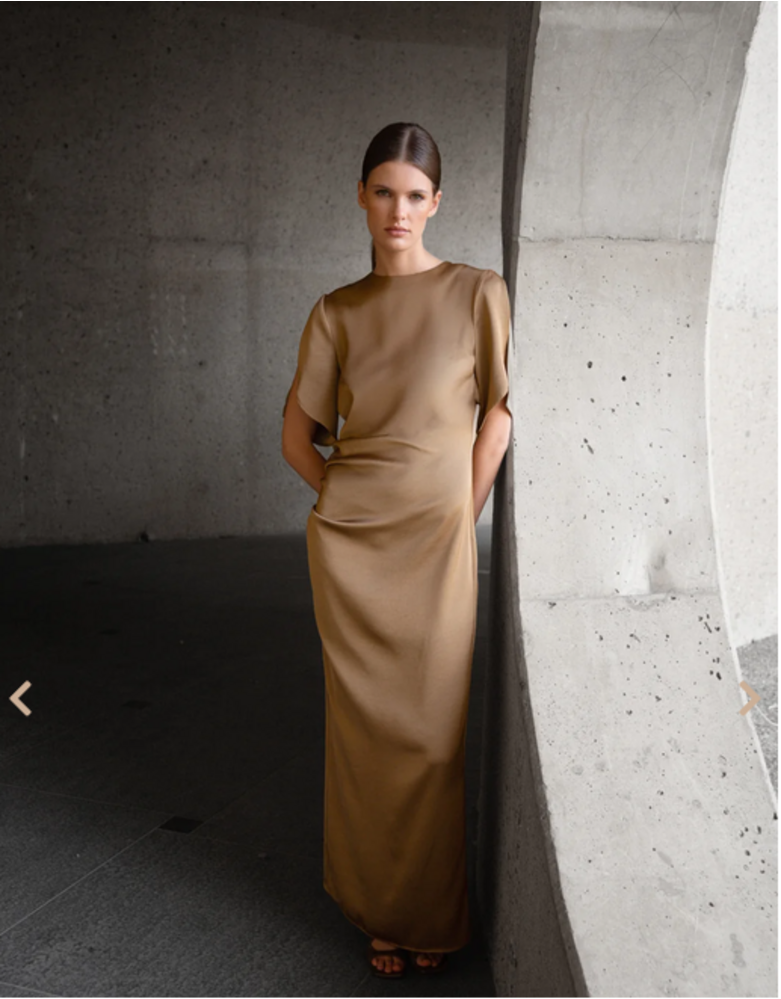 MARCH23 DRESS CAPRI SANDED SATIN OLIVE