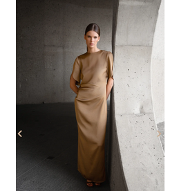 MARCH23 DRESS CAPRI SANDED SATIN OLIVE