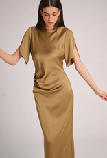 MARCH23 DRESS CAPRI SANDED SATIN OLIVE