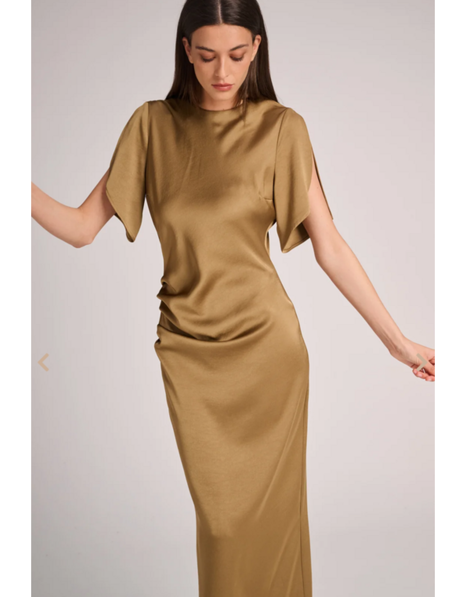 MARCH23 DRESS CAPRI SANDED SATIN OLIVE