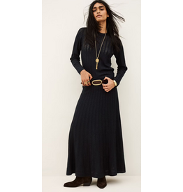 BA&SH JUPE DOHA ENCRE MID LENGTH SKIRT