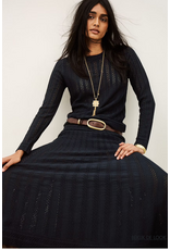 BA&SH JUPE DOHA ENCRE MID LENGTH SKIRT