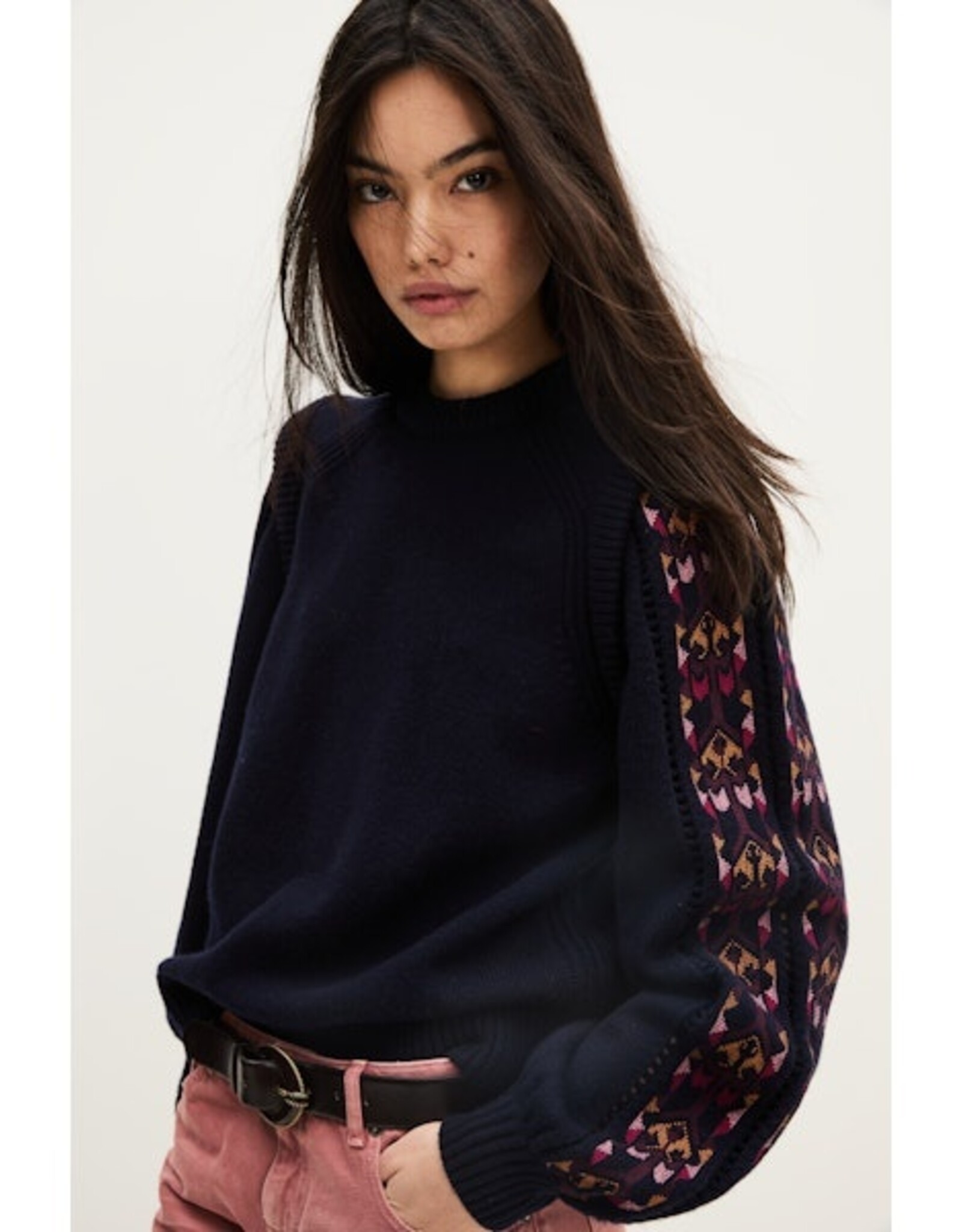 BA&SH PULL ELDA ENCRE LONG SLEEVES KNIT