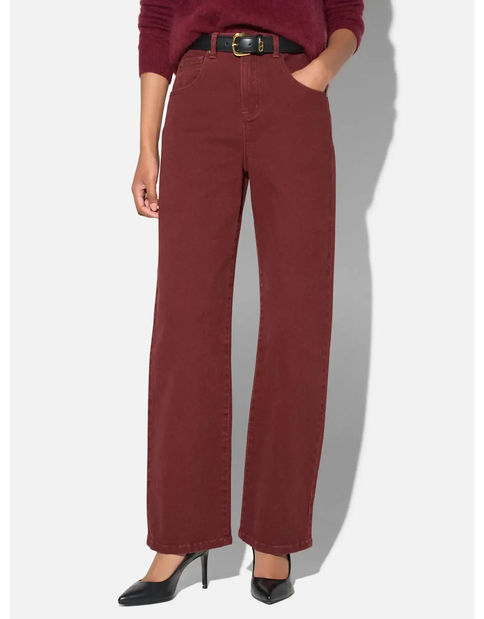 JANICE BARREL JEANS DAMES STRETCH MID RISE BAXTER BURGUNDY